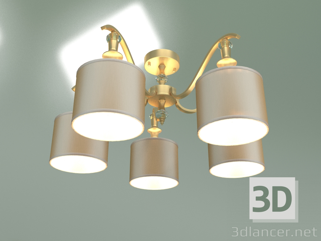 modello 3D Lampadario a soffitto 60070-5 (oro perla) - anteprima