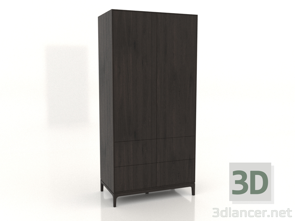 3D Modell Kleiderschrank FARGO 1050x600x2200 mm (Wenge-Eiche, 2 Türen, 4 Schubladen) - Vorschau