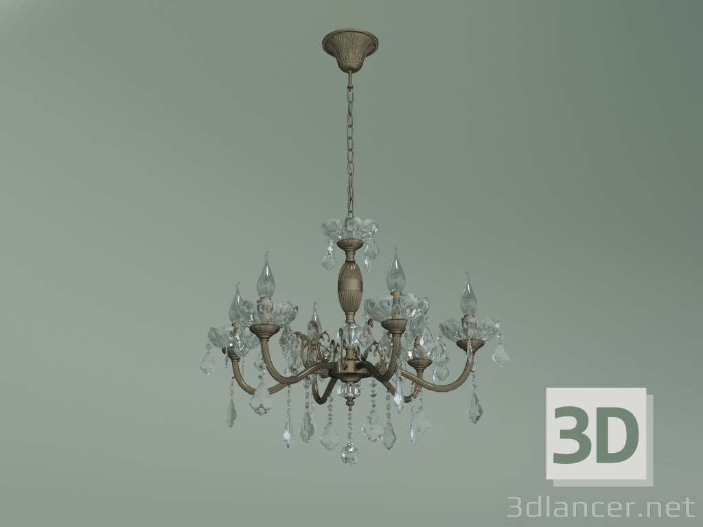 modèle 3D Lustre suspendu 10005-6 (bronze antique-cristal clair Strotskis) - preview