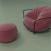 modello 3D Poltrona Uni con pouf (rosso) - anteprima