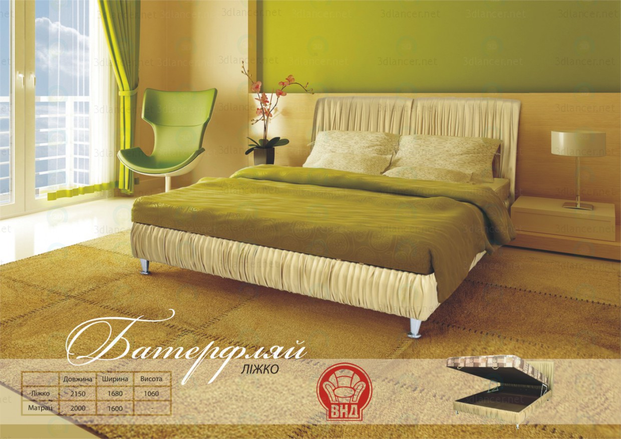 3d model Butterfly bed - preview 3d model Butterfly bed - preview