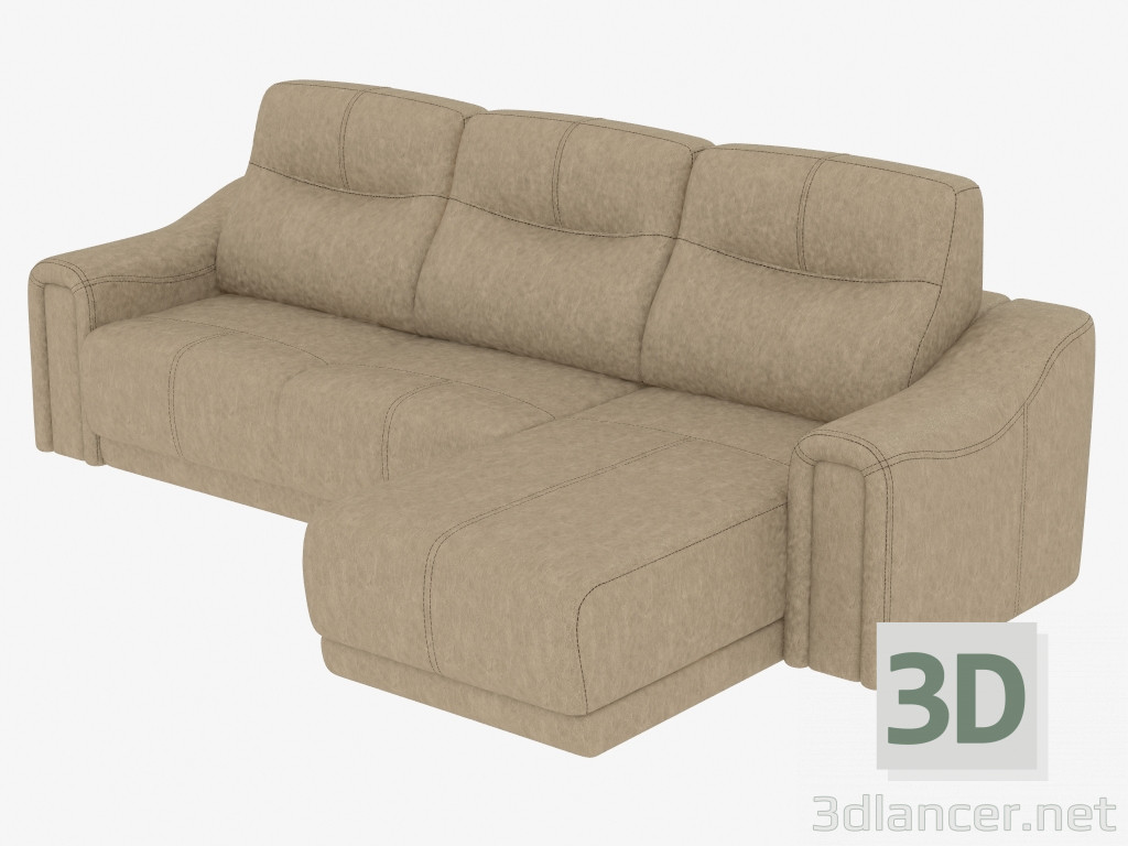 Modelo 3d sofá de couro conversível - preview