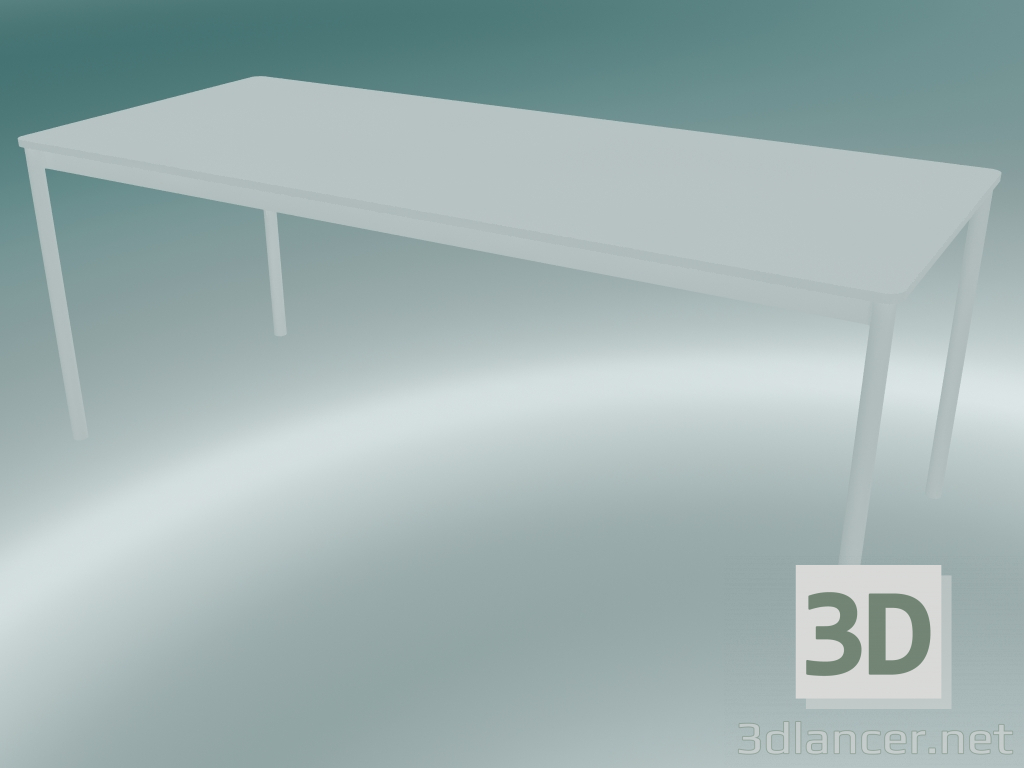 3D Modell Rechteckiger Tischfuß 190x80 cm (Weiß) - Vorschau