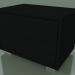 3d model Bedside table with 2 drawers (51, Brushed Steel Feet, Black Lacquered) - preview
