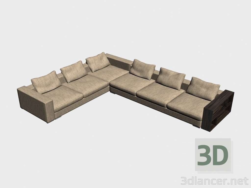 3 डी मॉडल सोफा इनफिनिटी लक्स (कोने, अलमारियों के साथ, 450h350) - पूर्वावलोकन