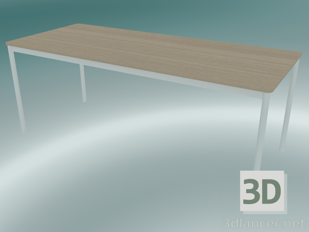 3D Modell Rechteckiger Tischfuß 190x80 cm (Eiche, Weiß) - Vorschau