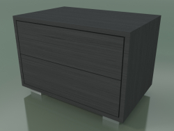 Bedside table with 2 drawers (51, Brushed Steel Feet, Gray Lacquered)