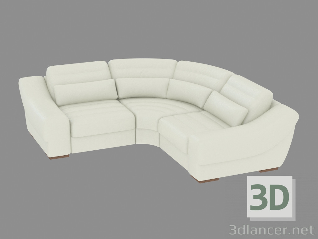 3d model sofá de la esquina de cuero - vista previa
