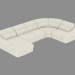 3d model sofá modular con rincón para dormir - vista previa