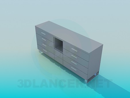 3d model Chest of drawers with open shelf - preview 3d model Chest of drawers with open shelf - preview
