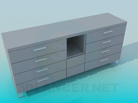 3d model Chest of drawers with open shelf - preview 3d model Chest of drawers with open shelf - preview
