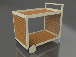 Chariot de service avec cadre en aluminium en bois artificiel (Or)
