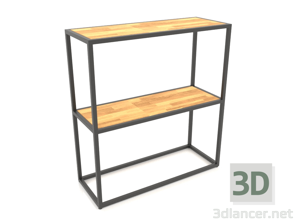 modèle 3D Rack-console rectangulaire (BOIS, 80x30x86, 2 étagères) - preview