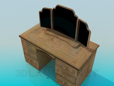 modelo 3D Espejo de tres hojas de madera - escuchar modelo 3D Espejo de tres hojas de madera - escuchar