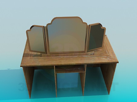 modelo 3D Espejo de tres hojas de madera - escuchar modelo 3D Espejo de tres hojas de madera - escuchar