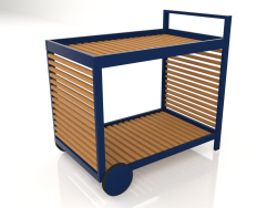 Serving trolley with an aluminum frame made of artificial wood (Night blue)