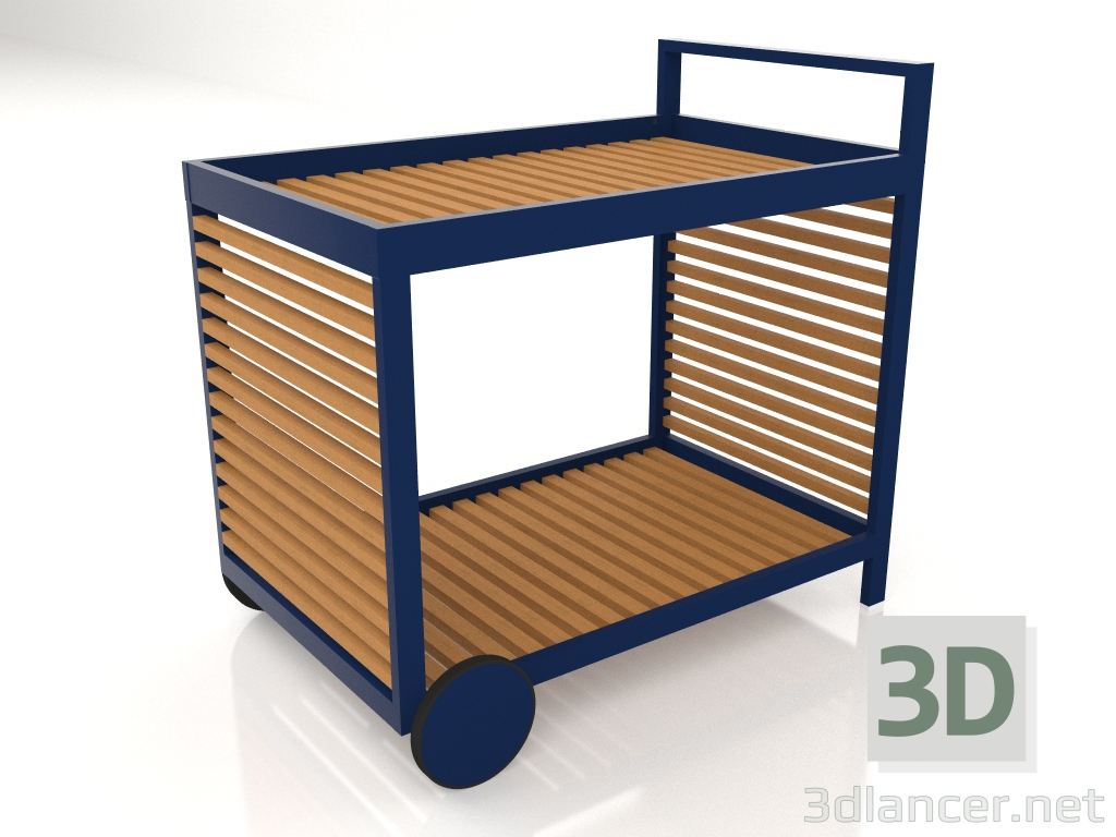 modello 3D Carrello di servizio con struttura in alluminio in legno artificiale (Blu notte) - anteprima