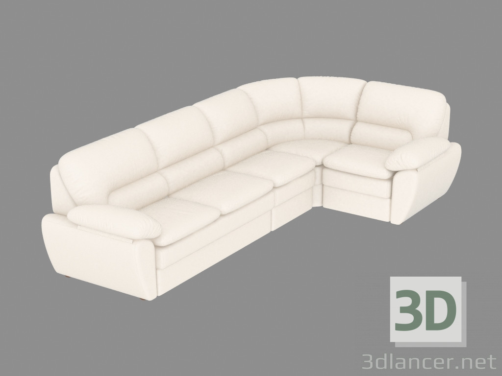 3d модель Диван-кровать кожаный угловой – превью