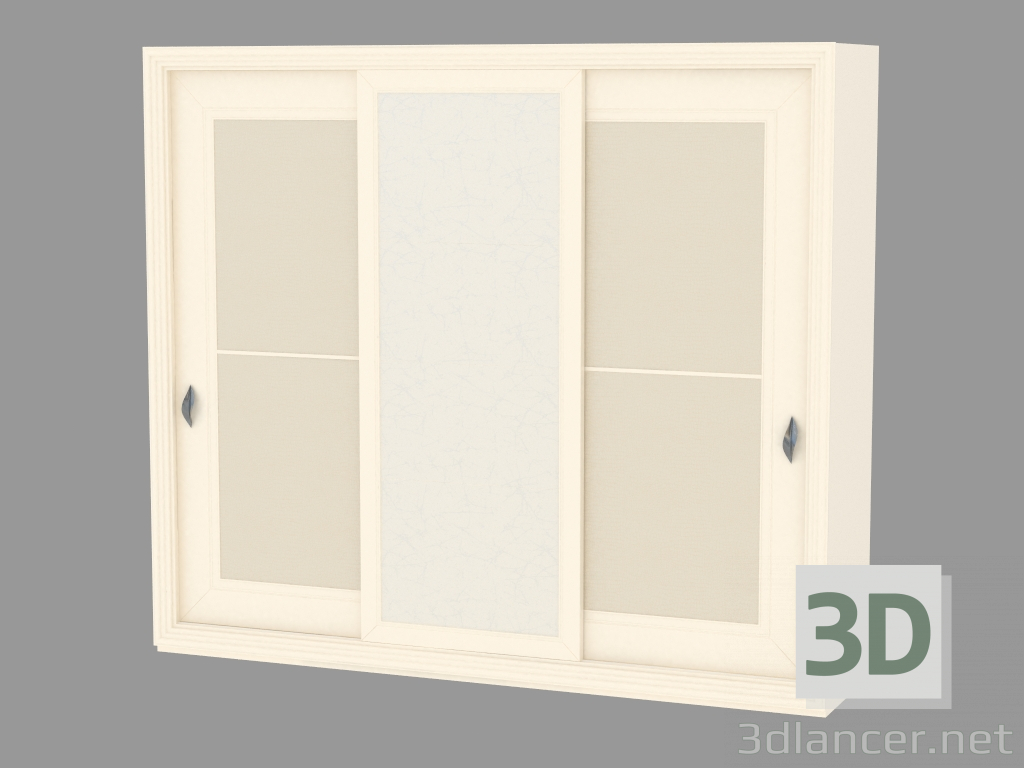 3d model 2-door wardrobe with artificial leather insert - preview