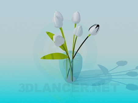 modelo 3D Florero con tulipanes blancos - escuchar modelo 3D Florero con tulipanes blancos - escuchar