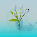 modello 3D Vaso con i tulipani bianchi - anteprima