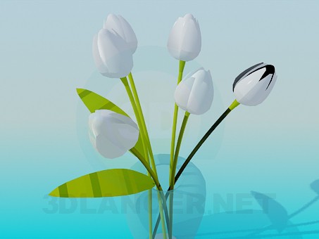 modelo 3D Florero con tulipanes blancos - escuchar modelo 3D Florero con tulipanes blancos - escuchar