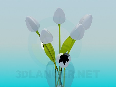 modelo 3D Florero con tulipanes blancos - escuchar modelo 3D Florero con tulipanes blancos - escuchar