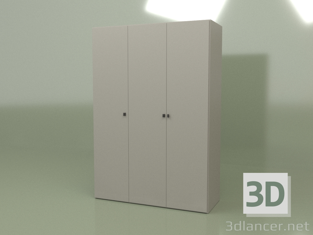 3D modeli Gardırop 3 kapaklı GL 130 (gri) - önizleme