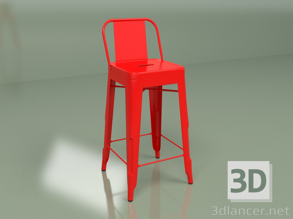 modello 3D Sgabello da bar Marais Colour con schienale (rosso) - anteprima