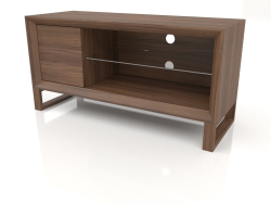 Suporte para TV, acabamento em folheado de nogueira F, vidro (120x45x60 cm)