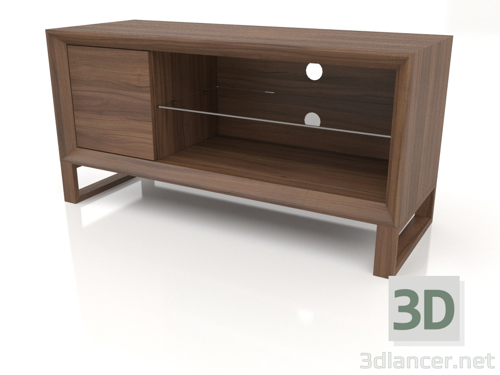 Modelo 3d Suporte para TV, acabamento em folheado de nogueira F, vidro (120x45x60 cm) - preview