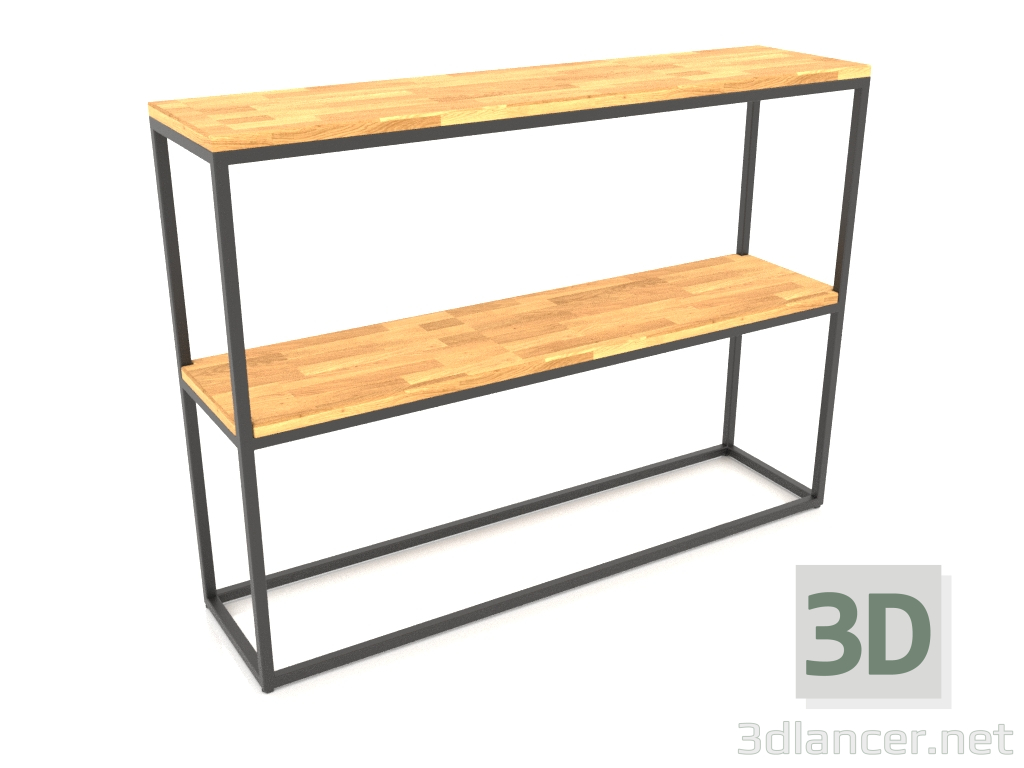 modèle 3D Rack-console rectangulaire (PLANCHER BOIS, 120x30x86, 2 étagères) - preview