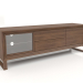 modèle 3D Meuble TV, placage noyer finition F, verre (180x45x60 cm) - preview