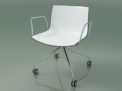 Cadeira 0219 (4 rodízios, com braços, cromado, polipropileno bicolor)