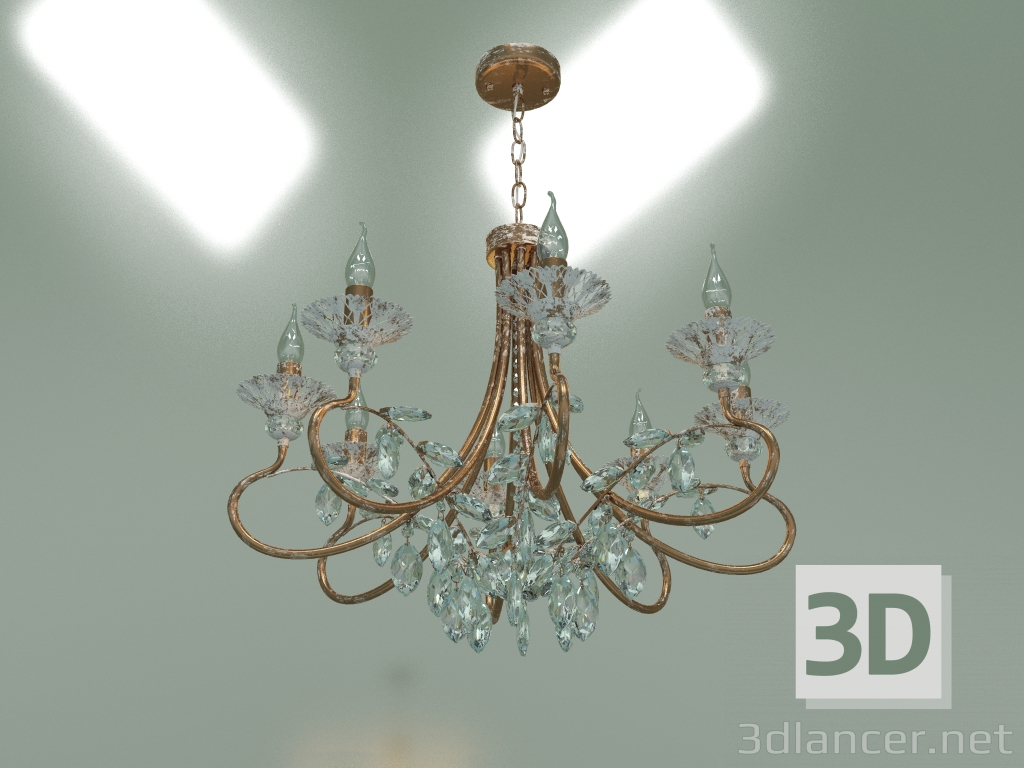3d model Hanging chandelier 60057-8 (white with gold) - preview
