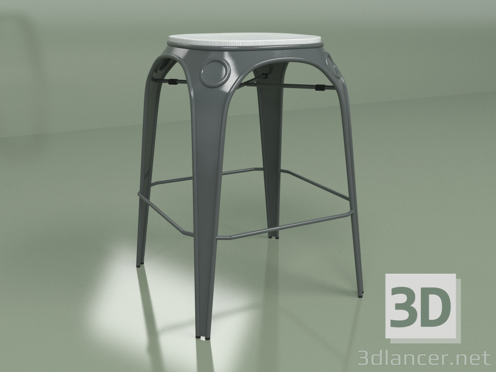 modèle 3D Tabouret Louix hauteur 65 (blanc, gris) - preview