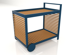 Serving trolley with an aluminum frame made of artificial wood (Grey blue)