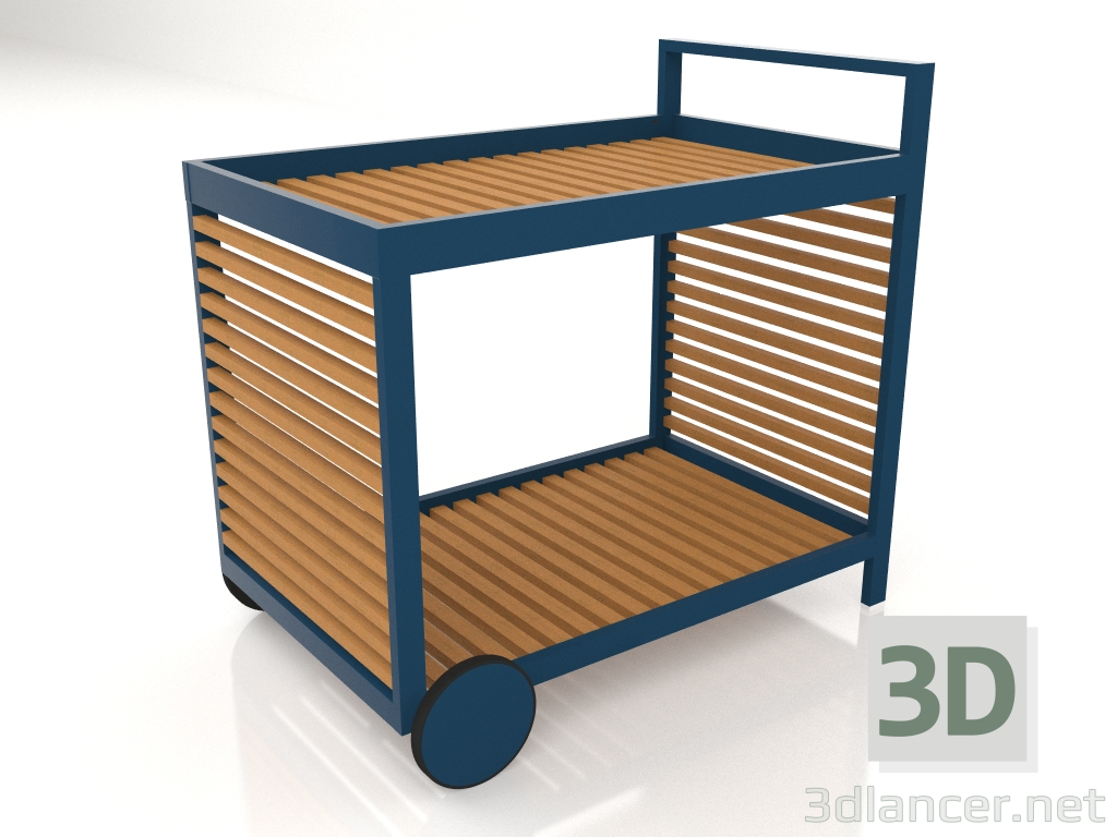 3d model Serving trolley with an aluminum frame made of artificial wood (Grey blue) - preview