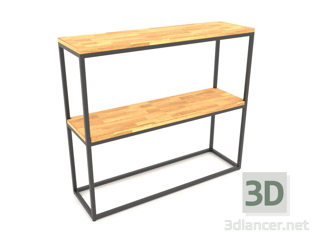 modello 3D Rack-consolle rettangolare (PAVIMENTO LEGNO, 100x30x86, 2 ripiani) - anteprima