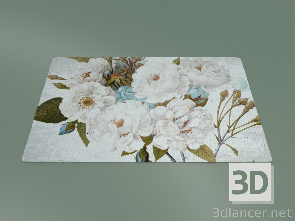 Modelo 3d Dígito do tapete Rosas Brancas (S122) - preview