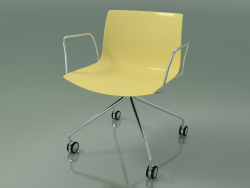 Chair 0219 (4 castors, with armrests, chrome, polypropylene PO00415)
