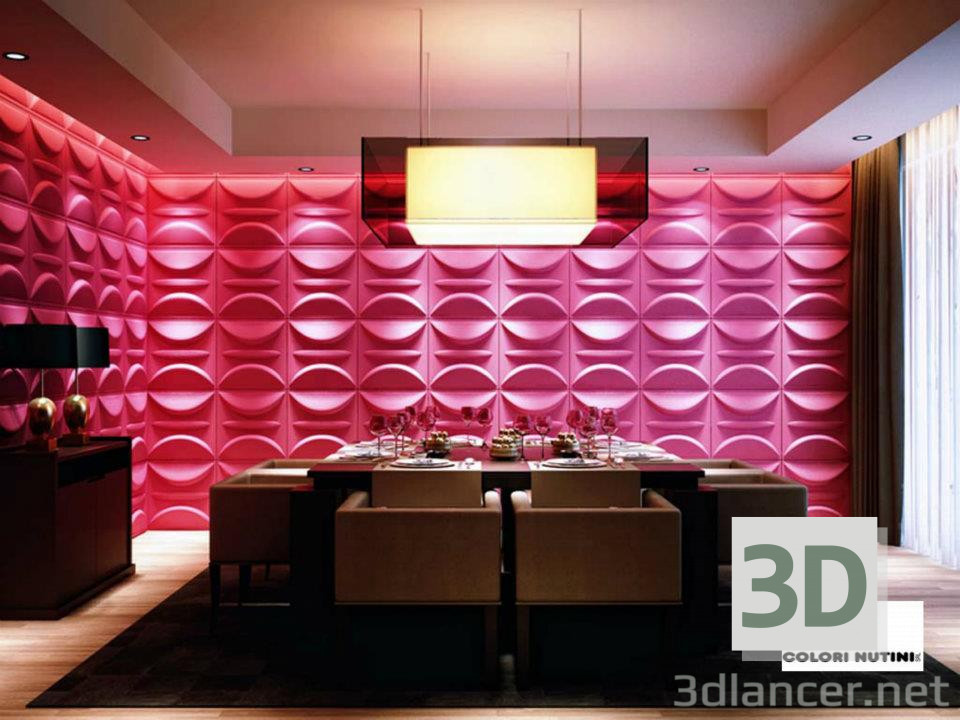 modèle 3D Gypse Panneaux muraux 3D. - preview
