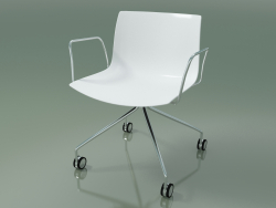 Chair 0219 (4 castors, with armrests, chrome, polypropylene PO00401)