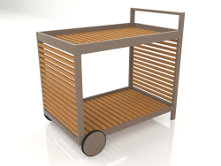 Serving trolley with an aluminum frame made of artificial wood (Bronze)