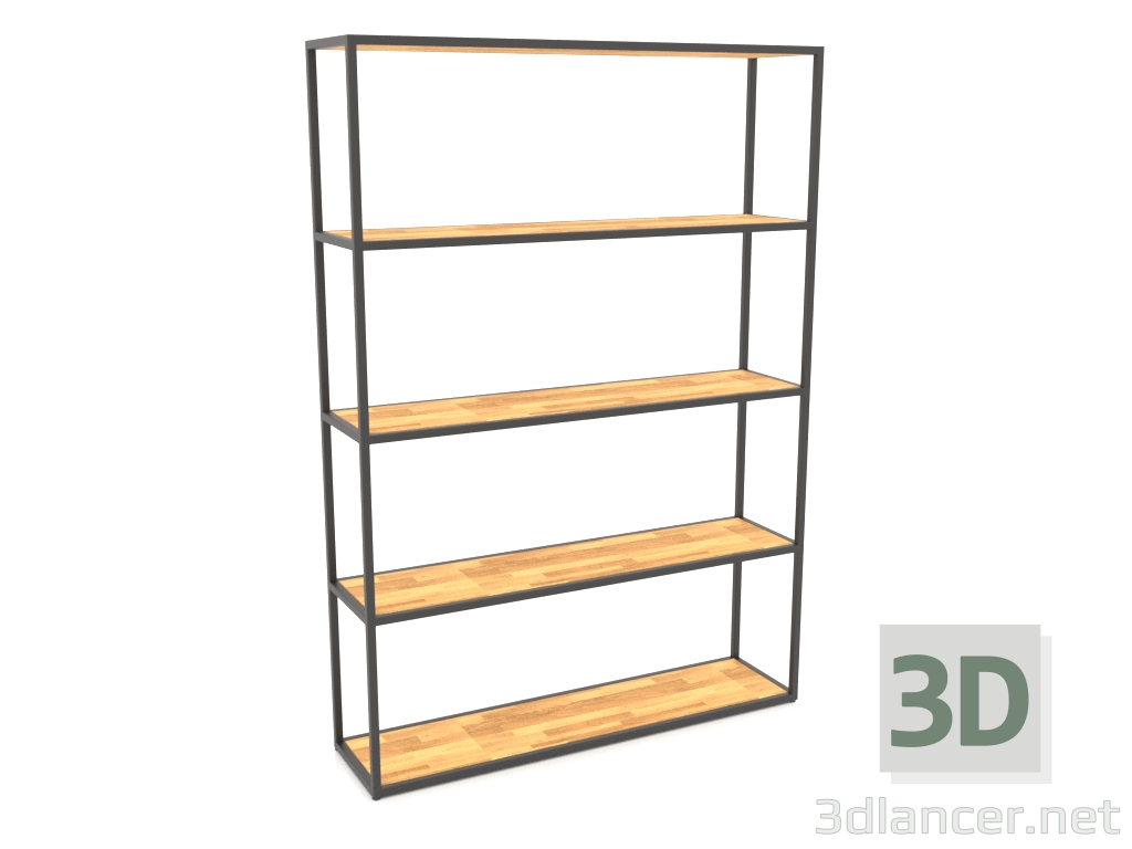 modello 3D Scaffale rettangolare grande (WOOD, 120x30x170, 5 ripiani) - anteprima