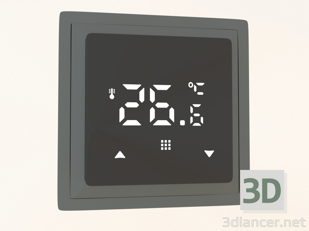 3D Modell Thermostat mit Bodensensor (programmierbar, 16 A, schwarzes Glas, Stahl, DTEF16®) R98 - Vorschau