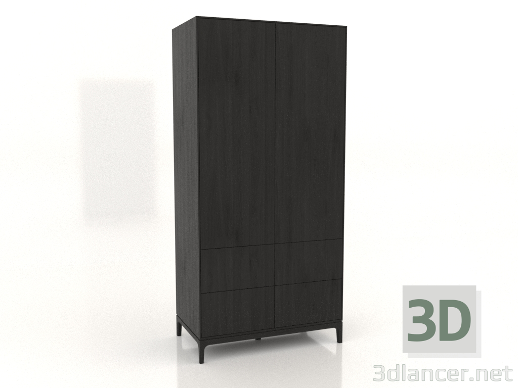 3D Modell Kleiderschrank FARGO 1050x600x2200 mm (Eiche schwarz, 2 Türen, 4 Schubladen) - Vorschau