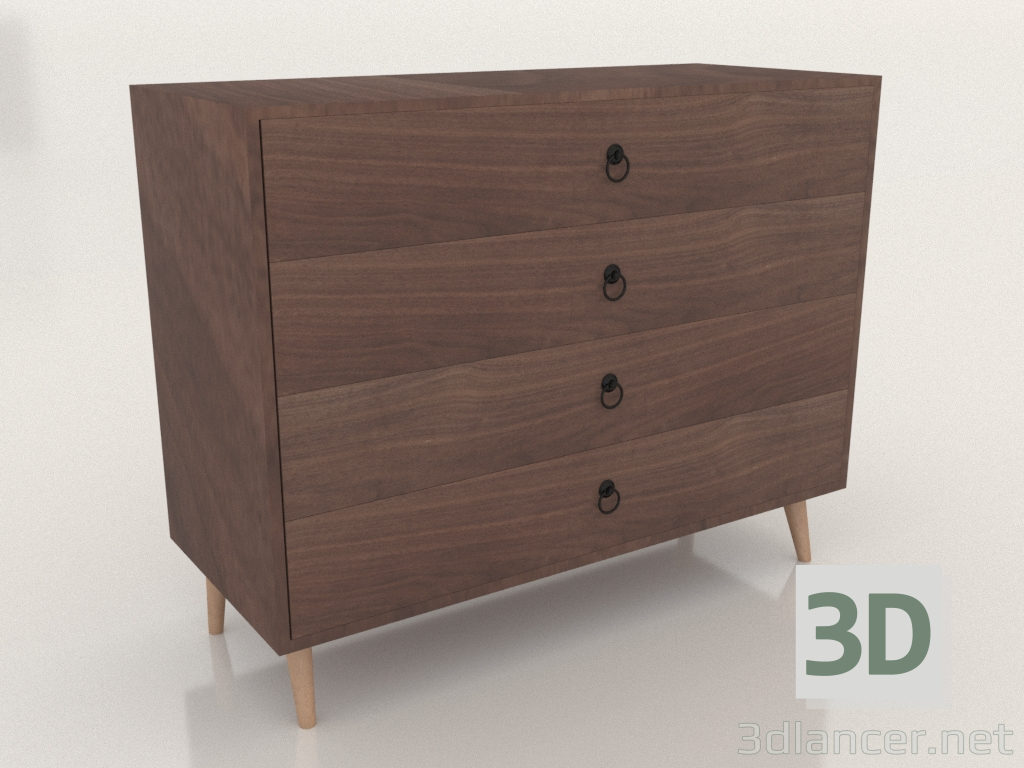 3d model Chest of drawers Polly (walnut) - preview