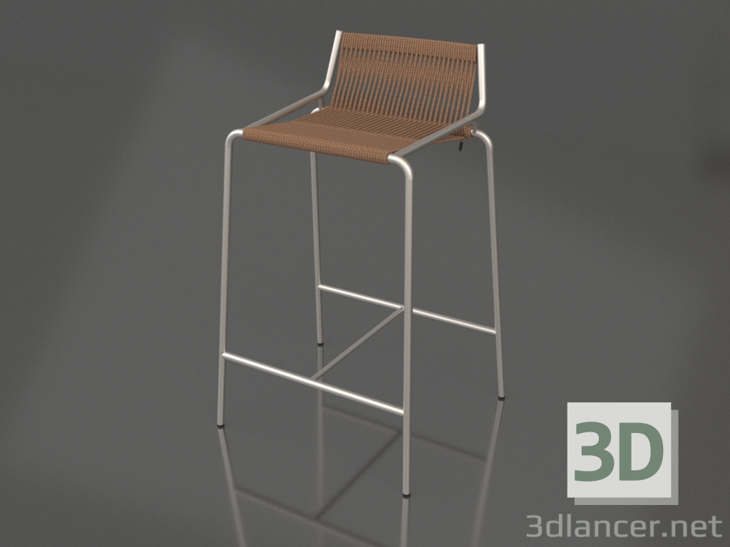 modello 3D Sedia semi-bar Noel H67 (base in acciaio, lana marrone) - anteprima