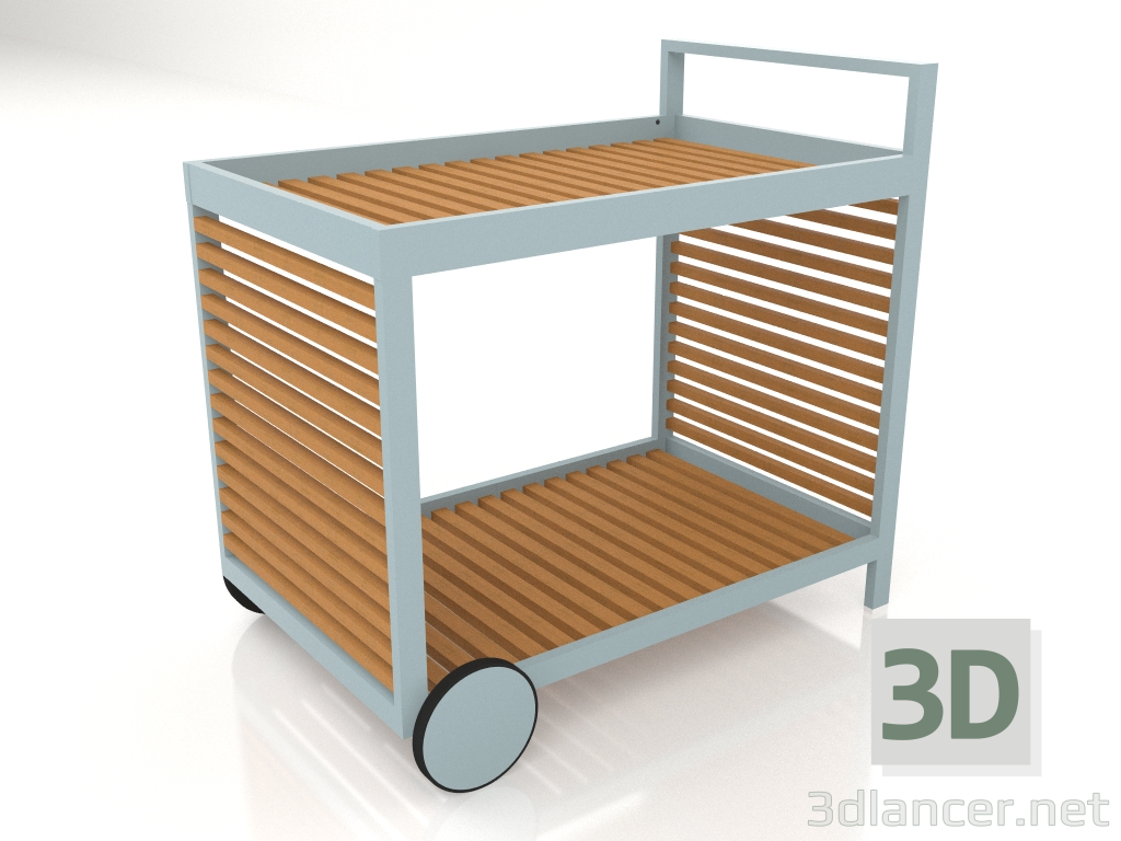 modèle 3D Chariot de service avec structure en aluminium et bois artificiel (gris bleu) - preview